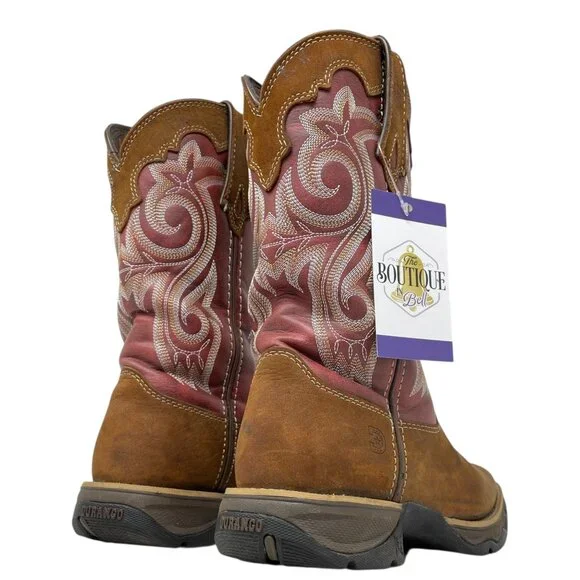 Durango Lady Rebel 6M Square Toe Western Leather Boot Brown Rusty Red DRD0349 - Picture 9 of 16